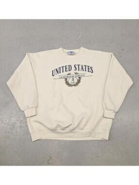 Vintage 90s United States Lighthouse Service Cream Sweater